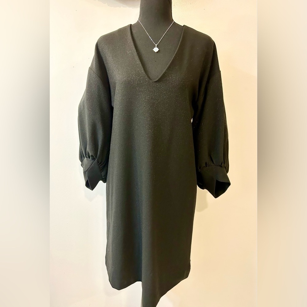 Uncle Frank Black Metallic Shift Dress Size Small
